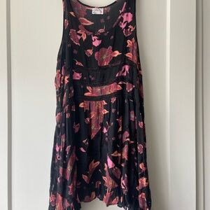 Floral Black and Pink Sleeveless Top